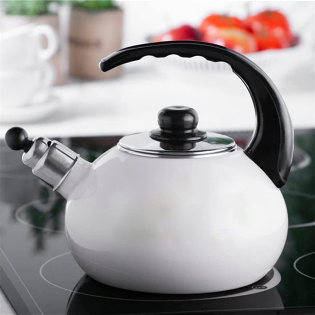 Whistling Kettle Whistling Tea Kettle Tea Kettle Stovetop Large Capacity Enamel Whistle Kettle Gas Induction Cooker 2.5L (A)