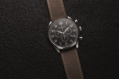 Montre chronographe analogique Davosa Swiss étanche en acier et cuir pour homme - 5