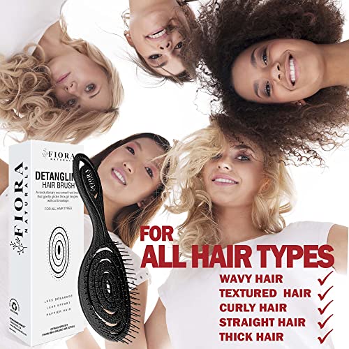 Fiora Naturals Hair Detangling Brush -100% Bio-Friendly Detangler Hair Brush W/Ultra-Soft Bristles- Glide Through Tangles With Ease - For Curly, Stright, Women, Men, Kids, Toddlers, Wet And Dry Hair #TOP4