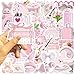 50Pcs Cartoon Aesthetic Pink Stickers for Laptop, Suitcase, Kindle, Scrapbooking, Skateboard, Journal, Water Bottle, Notebooks, Waterproof Vinyl Kawaii Decals