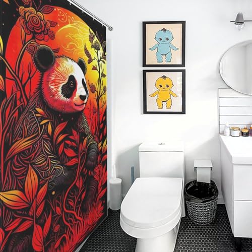 Rideau de douche imperméable lavable en machine motif panda - 3