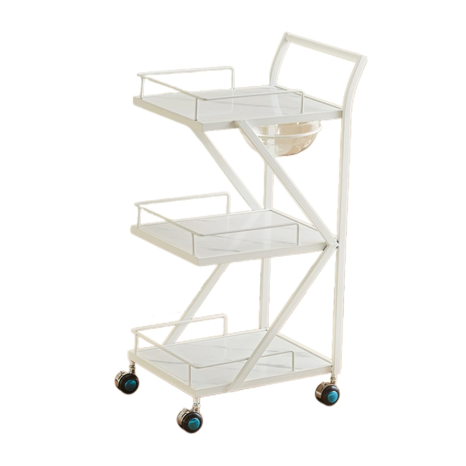 Barbershop Trolleys Beauty Salon Hand-Trolley Tool Carts Shelves with Workbenches,Layered Storage Increased Height,Convenient Universal Pulleys,Suitable for Salon Spa Tattoos(White,32x40x85cm)