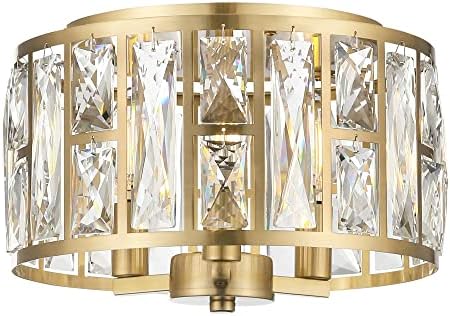 COYILAP Gold Flush Mount Ceiling Light Fixtures, 12" Crystal Ceiling Lights Modern Lighting Fixtures for Bedroom Living Room Hallway, XDD005-3-G