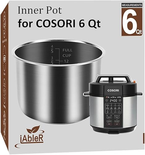 Miniatura 1 de Olla interior de acero inoxidable compatible con olla a presión COSORI de 6 cuartos de galón, olla de repuesto original para olla a presión COSORI