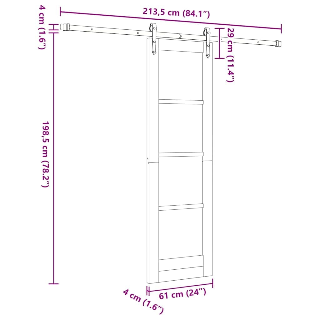vidaXL Drzwi przesuwne ORKDAL 61 x 198,5 cm Biały | Smukły i praktyczny wygląd, Z wysokiej jakości drewna i metalu, Przesuwne elementy dają elastyczne ustawienie