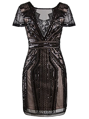 Image of Vijiv 1920s Short Prom Dresses V Neck Inspired Sequins Cocktail Flapper Dress