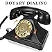 IRISVO Rotary Dial Telephone Retro Old Fashioned Landline Phones with Classic Metal Bell,Corded Phone with Speaker and Redial Function for Home and Decor(Classic Black)