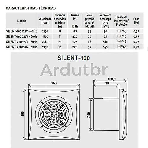 Exaustor Para Banheiro Ultra Silencioso SILENT DESIGN 100mm 72m3/h 220v