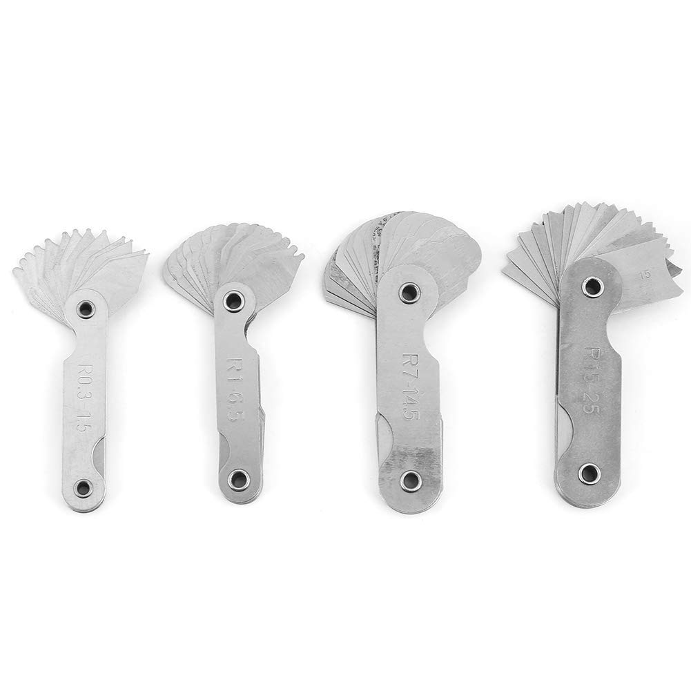 Jauge De Rayon Jauge de Rayon 4pcs Jeu de Jauges de Rayon en Acier Inoxydable Jeu de Jauges de Filet de Rayon en Acier Outil de Mesure de Rayon de Jauge Concave Convexe