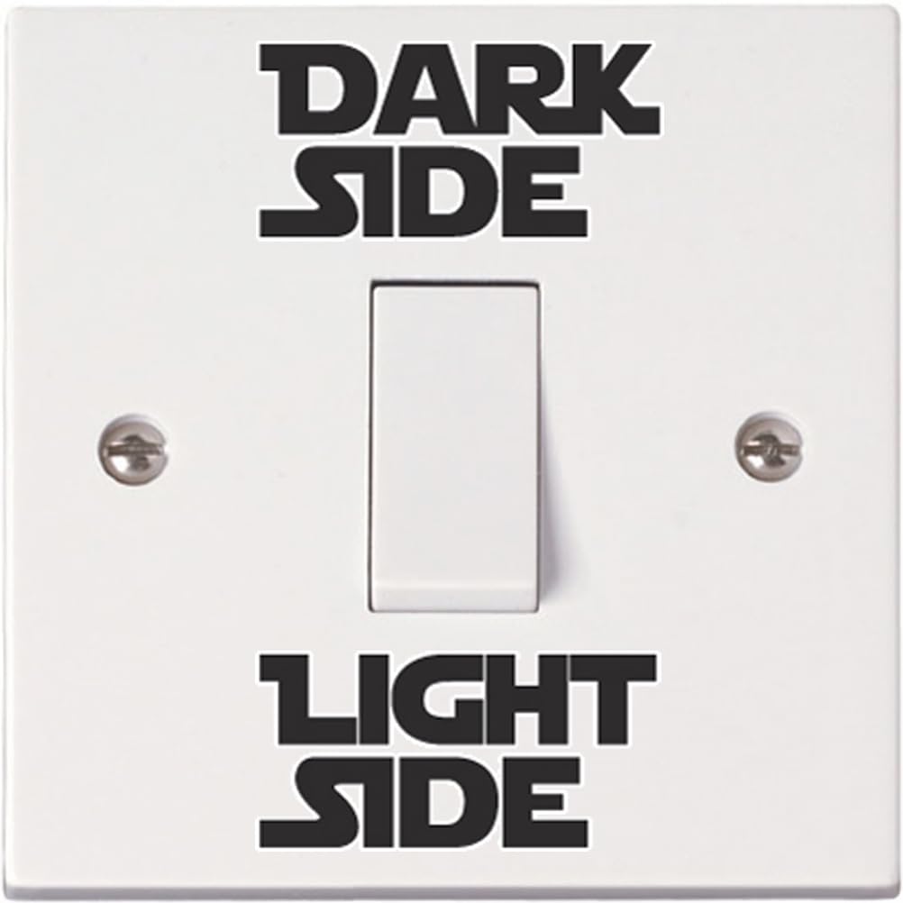 SuperDuperDecor - Light Switch Stickers - Light Side, Dark Side - Black, Colour, or Glow-in-The-Dark. Decal Child Room Lightswitch Wall Vinyl - Black & White