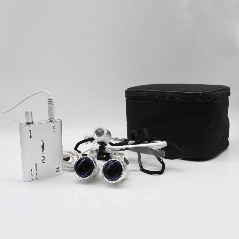 Dental 2.5X Lente d'ingrandimento binoculare della Lampada Magnifier Lente di ingrandimento binoculari Testa Lente di ingrandimento Occhiali LED Headlight