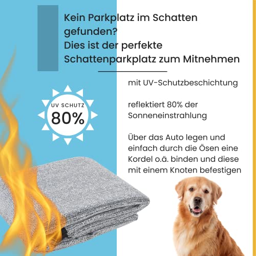UV Schattennetz Auto Hund 3x4 m – Aludecke mit Ösen – Sonnenschutznetz & luftdurchlässiges Sonnennetz 4x3 m – reflektierende Schattenplane Camping, Urlaub, Sport – Alunetz Auto 300x400 cm Hitzeschutz