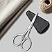 Kootinn Small Facial Hair Scissors, Stainless steel Straight Tip Snips Beauty Grooming Kit for Eyebrows, Nose, Ear, Beard, Moustache Trimming with Leather Case - Silver