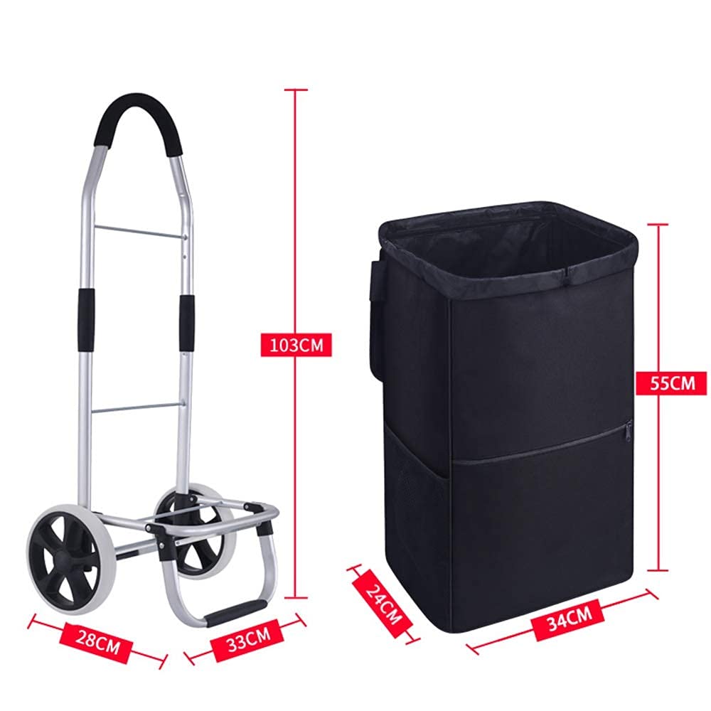 Wytrzymały wózek na zakupy z dużymi kółkami – składany wózek użytkowy do artykułów spożywczych do domu, podróży, nośność 49 kg, lekki i designerski