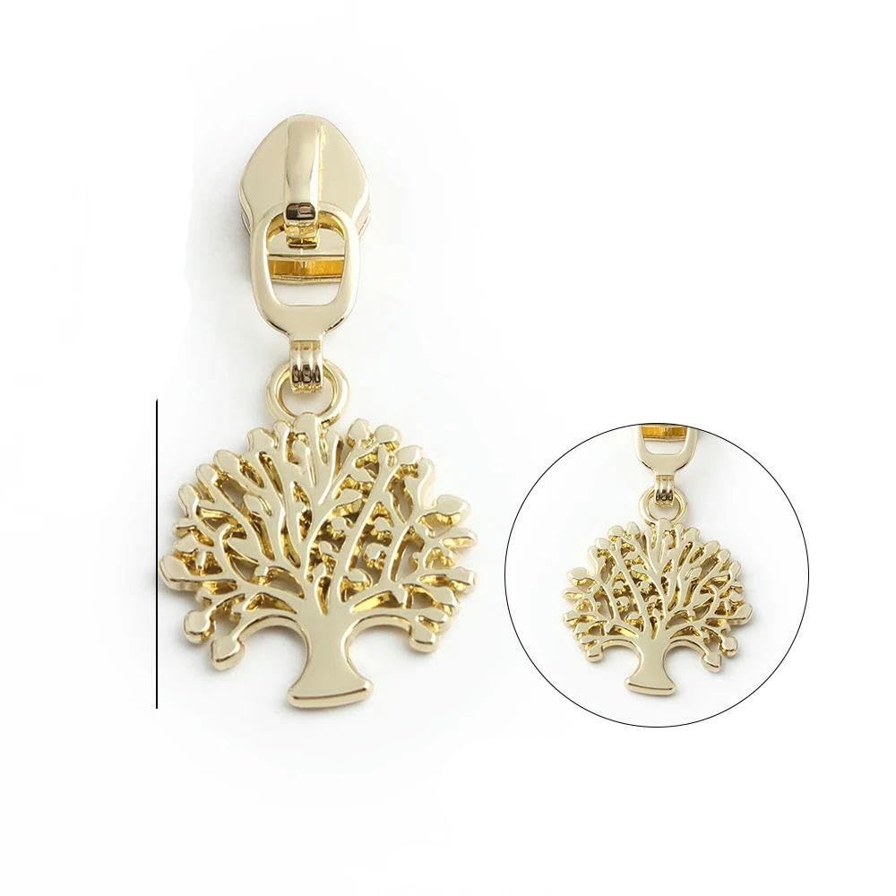 5# Deslizadores de cremallera de metal con dientes de nailon para bolsos, accesorios para el kit de reparación de cabezales de cremalleras, color dorado claro, 50 piezas