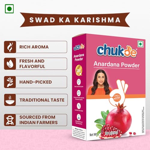 Image of Chukde - Anardana - Pomegranate Seeds Powder - Tangy & Flavorful Spice - Enhance Your Curries, Dals & Snacks - Ideal for Indian Cooking, Chutneys & Marinades - 100 Gm