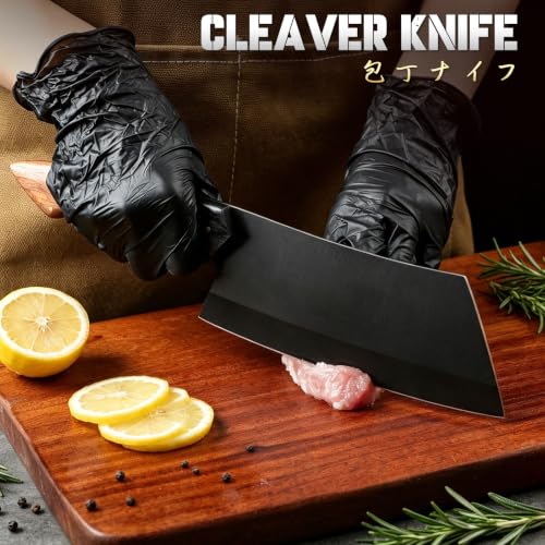 TIVOLI Meat Cleaver Knife 7 inch - Black Butcher Knife for Meat Cutting - Image 5