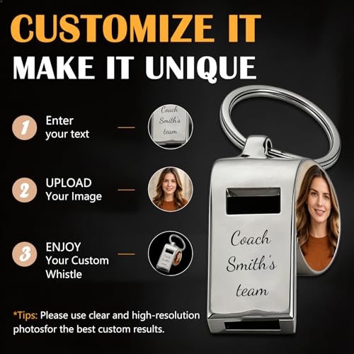 Silbato personalizado con foto y texto grabado acero inoxidable miniatura 3