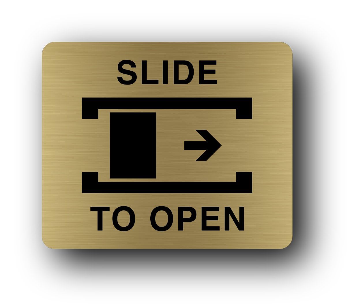 Slide to open instruction Sign – 11.0x9.5cm Brushed Aluminium