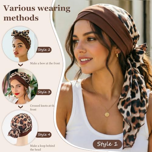 Image of DRESHOW Turban Headwrap for Women Long Hair Head Scarf Headwraps Chemo Headwear Lightweight Hair Loss Covering Hat