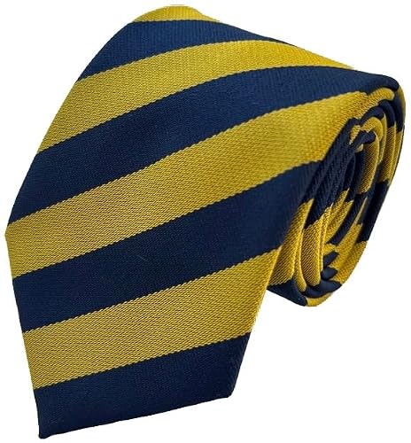 Great British Tie Club School Ties (23 Block Stripe Colour Variations) Junior Age (Gold & Navy)