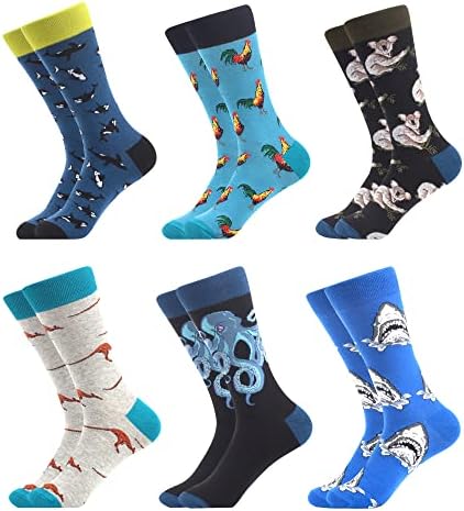 WeciBor Men's Combed Cotton Novelty Crew Socks Size 7-15