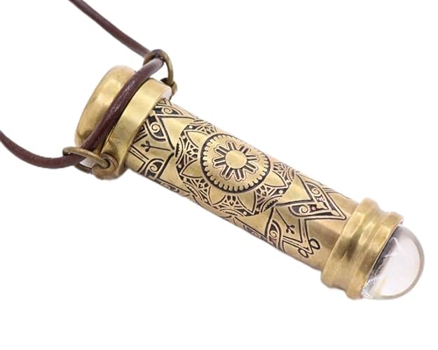RII Brass Teleidoscope/Kaleidoscope Pandent with leather Cord Necklace, Etched Mandala Pattern Locket, Pocket Scope -A unique Gift for Loved Ones - artistic