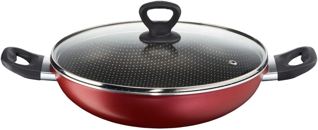 Tefal Simply Chef 20 cm Kadhai with Glass Lid| Titanium Non-Stick Coating | Thermo Signal Technology | All Hob Compatible | Even Heat Distribution | 100% PFOA Safe | Metal Spatula Friendly