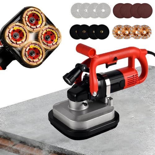 Electric Diamond Polisher Machine, 4-Head Concrete Floor Grinder With Led