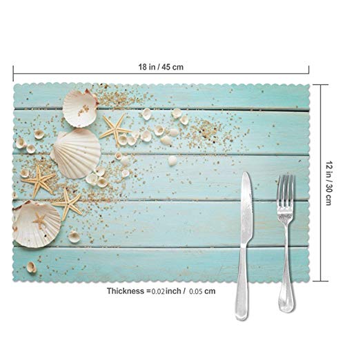 Sea Shell Beach Summer Starfish Board Placemats Set Of 6 Heat-Resistant Washable Table Non-Slip Place Mat For Dining Table 12 X 18 Inches #TOP2