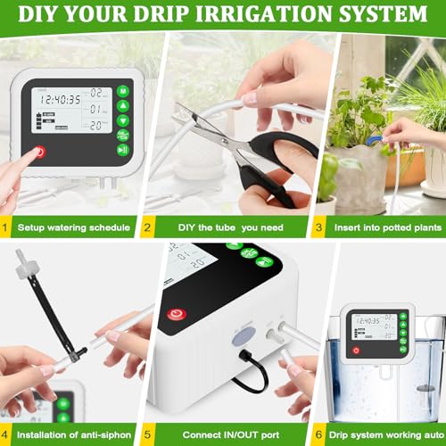 ZWJBSGY Automatic Plant Water Indoor, 15 Potted Plants Self Watering System, Automatic Drip Irrigation Kit Plant Watering Devices Programmable Water Timer, LED Display and Power Supply - Thumbnail 7