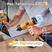 SEEKONE Professionelle Heißluftfön 2000W 50℃-600℃ mit Großem Digitalen LCD Bildschirm, Industrielles Heißluftpistole Set Variable Temperaturregelung, Einschaltspeicher, ℃-℉-Umwandlung – Ansicht 4