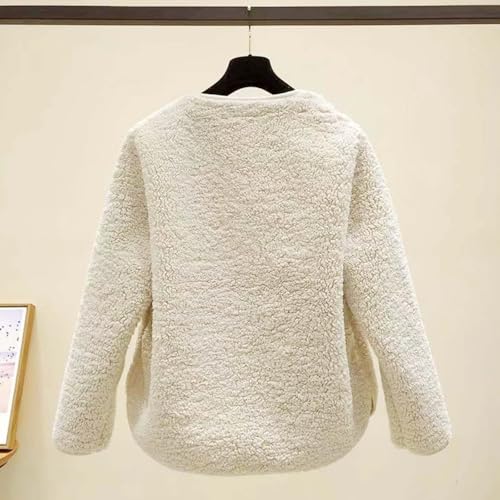 Chaqueta corta de forro polar abrigo cárdigan de moda casual con botones 2