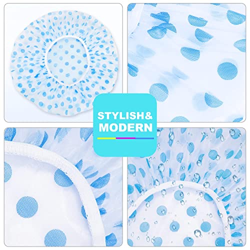 Image of Waterproof Shower Caps, Plastic Shower Cap, Elastic Bath Cap, Reusable Shower Caps, Large Hair Cap for Women, Girls, Spa, Salon Multipurpose Reusable Caps for All Size, Pack of 2