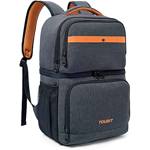TOURIT Backpack Cooler with Double Decks, Insulated Cooler Bag for Lunch,Waterproof Lightweight Backpack for Men to Camping, Picnic, Hiking, Beach Park, Dark Grey Cover