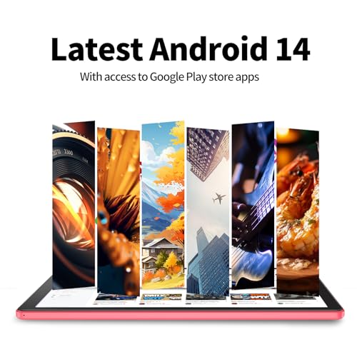 Image of PRITOM Tablets 10 inch, TAB10 Android 14 Tablet, Quad-Core, WiFi, 32 GB, 6000mAh, HD IPS Display, Dual Camera, Bluetooth (Pink)