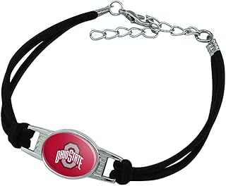 The Ohio State University Primary Logo Novelty Suede Leather Metal Bracelet - Black