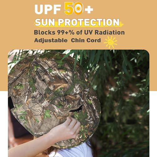 Image of Men Safari Sun Hat Wide Brim Boonie Fishing Cap with Adjustable Drawstring
