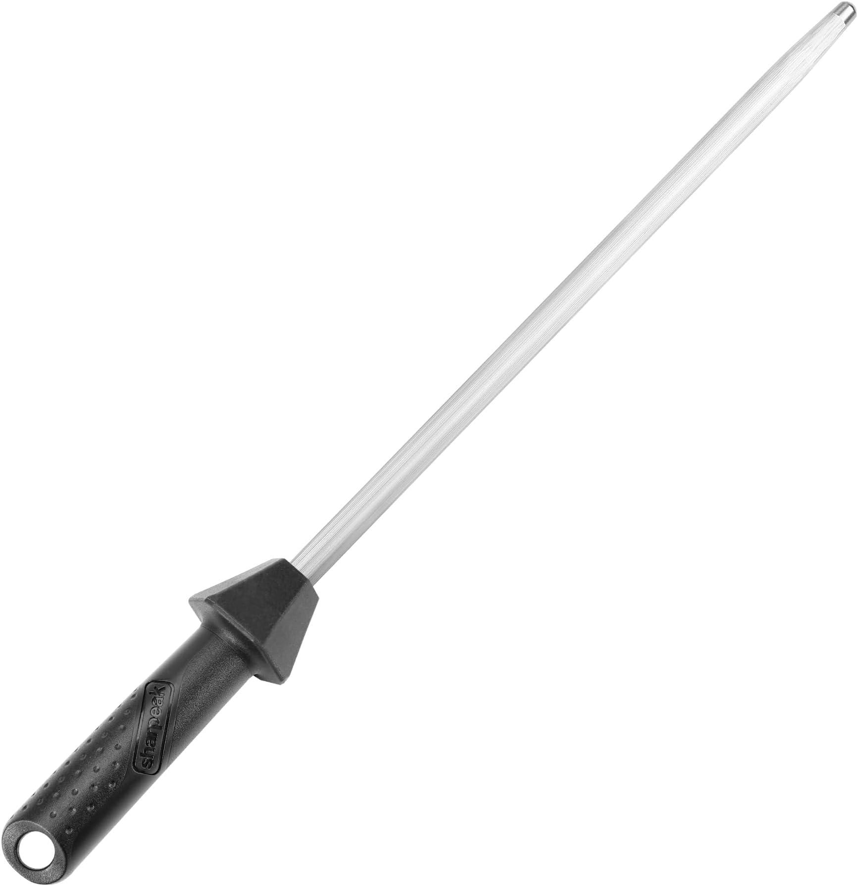 Sharpeak (a brand of SHARPAL) 108S 17.5-Inch/Rod L. 12-Inch Sharpening Steel Knife Sharpener Rod with Built-in Angle Guides Kitchen Knives Honer Knife Steel Honing Rod Chaira Para Cuchillos HRC 65
