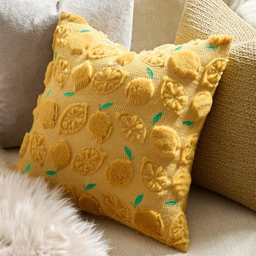 GIGIZAZA Pack of 2 Yellow Pillow Covers 20x20,...