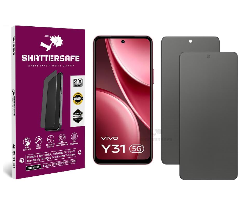 Image of Shattersafe Gorilla Matte Tempered Glass Compatible For Vivo Y31 5G [Pack of 2] - Anti Glare, Scratch Resistant, Edge to Edge Protection With Easy Installation Kit & Case Friendly Fit.