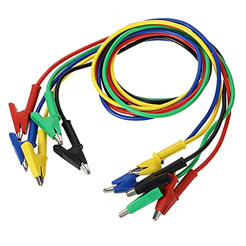 Pince Crocodile Double Extrémité 1 Mètre - Câble Test électrique Noir/rouge - Ouverture 5 Mm - Pour Circuits, Labo, Démarrage Basse Tension