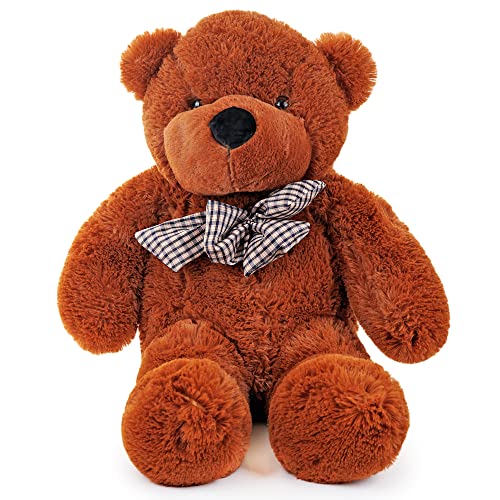 THE TWIDDLERS - Large Plush Brown Teddy Bear, Huge Soft Kids Toy, Gift for Boyfriend Girlfriend Birthday Present - 80cm/31''