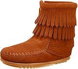  Minnetonka Mädchen DOUBLEFRINGESIDEZIPBOOT Mokassin Stiefel, Braun (Brown), 35 EU