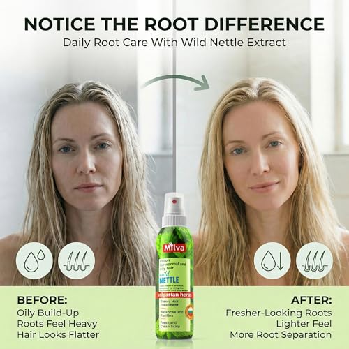 Milva Brennnessel Haarwasser für fettiges Haar und trockene Kopfhaut - 200 ml Intensives Haartonikum-Spray für Männer und Frauen - Veganes Haarwasser ohne SLS zur Pflege juckender Kopfhaut