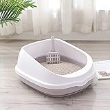 ❤Bandeja sanitaria abierta, fabricada en plástico, de fácil acceso para gatitos, gatos grandes y medianos, con un borde
