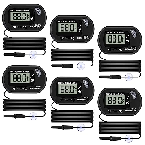 Aquarium Thermometer, Fish Tank Thermometer, Water Thermometer with 3.3ft Cord Fahrenheit/Celsius(℉/℃) for Vehicle Reptile Terrarium Fish Tank Refrigerator (6pcs)