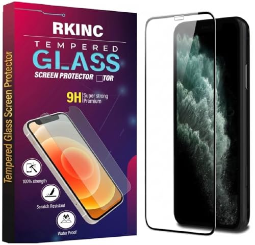 Image of RKINC Tempered Glass for iPhone 11 Pro Max, XS Max Military Grade Gorilla Screen Guard Protector | With Installation Kit | Edge to Edge Coverage | Black