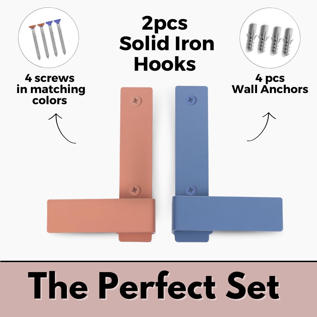 Elegante juego de ganchos de pared: 2 elegantes soportes de pared decorativos de un solo gancho para colgar abrigos, ropa, toallas, mochilas y sombreros. Ganchos modernos y resistentes para