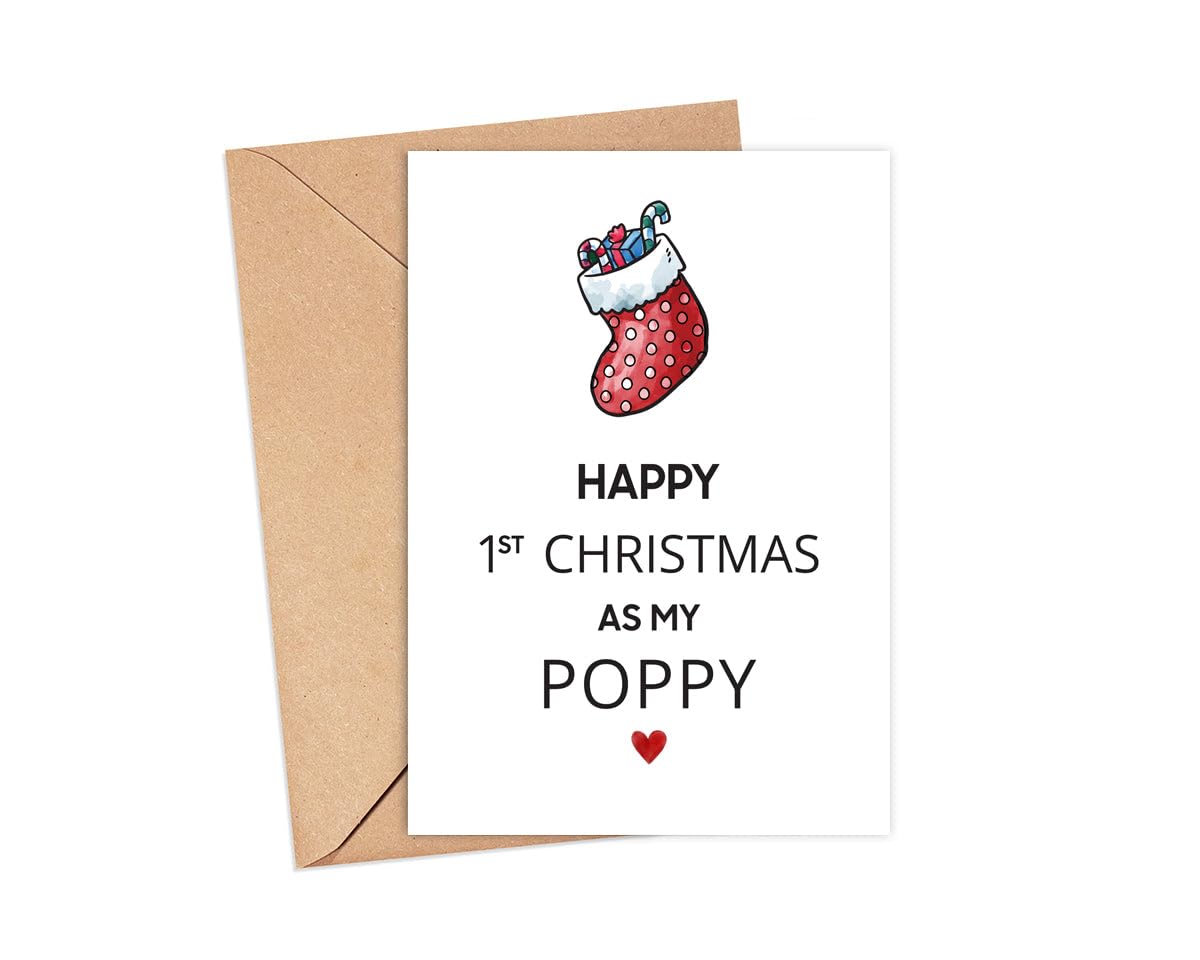 Happy 1St Christmas As My Poppy - Christmas Card For New Poppy - New Parent Christmas Card - 1St Xmas Poppy - Merry Christmas Card - New Poppy Holiday Card - Greeting Card